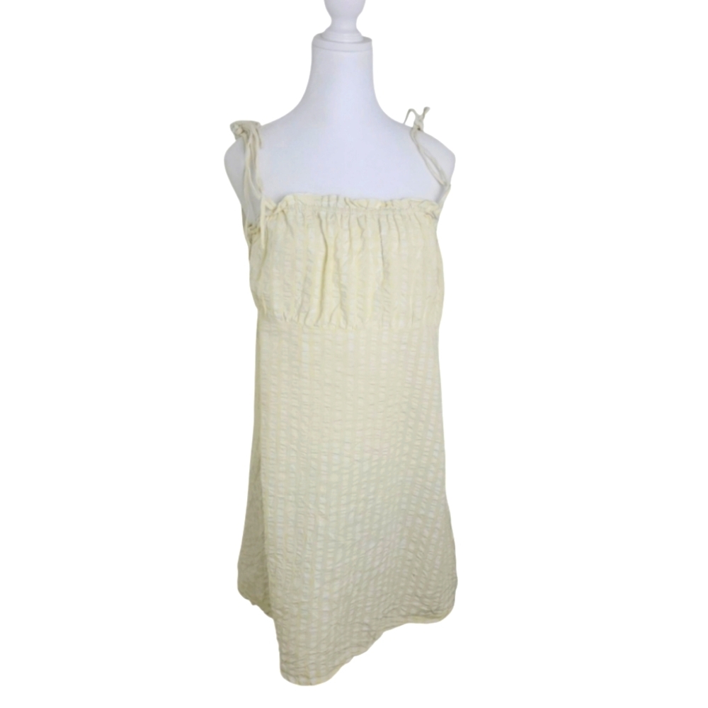 Cotton On Cream Yellow/white Gigham Mini Dress. Size L